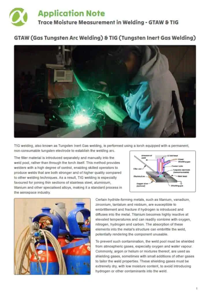 trace moisture in GTAW and TIG welding
