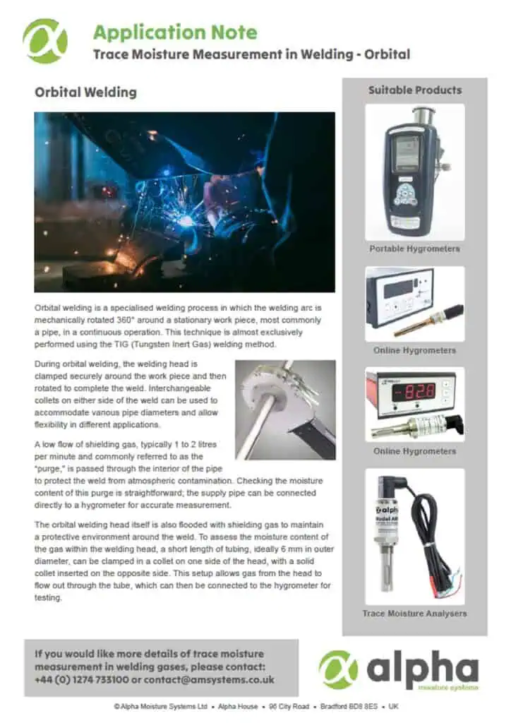 trace moisture in orbital welding