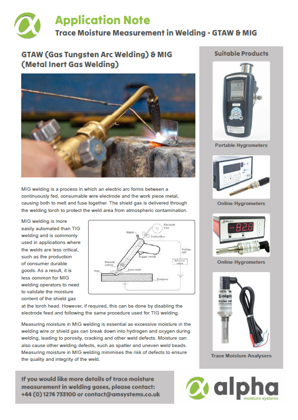 trace moisture in GTAW and TIG welding