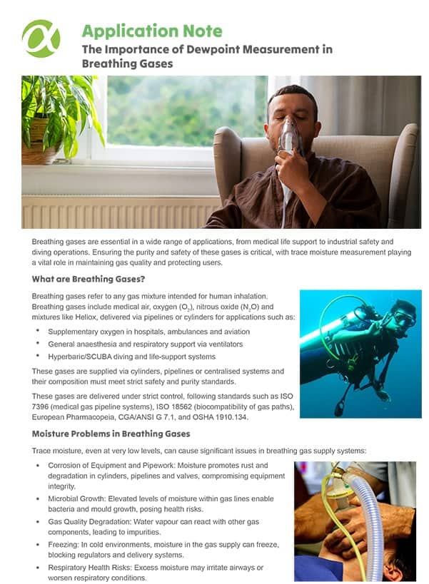 Importance of Dewpoint Measurement in Breathing Gases 6 Alt: Moisure measurement device used for breathing gas analysis in industrial safety applications.